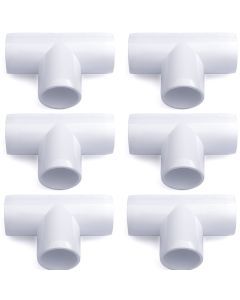 6-Pack 247Garden 1 in. PVC 3-Way Tee Fitting - ASTM SCH40 Furniture-Grade Connector