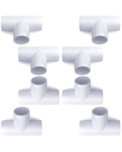 8-Pack 247Garden 1 in. PVC 3-Way Tee Fitting - ASTM SCH40 Furniture-Grade Connector