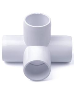 247Garden 2 in. PVC 4-Way Elbow+Tee Fitting - ASTM SCH40 Furniture-Grade Connector