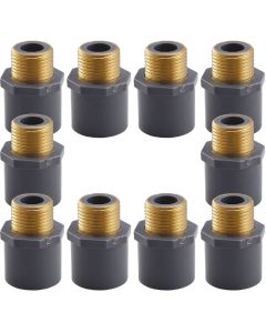 10-Pack 3/4" SCH-80 PVC Male Adapter w/Brass Threaded-Fittings ASTM D2467/D2464 NPT/MTP, PVC-to-Brass Connectors
