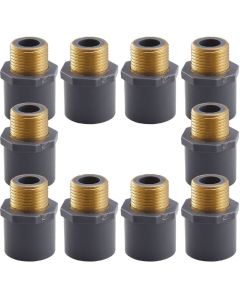 10-Pk 1/2 in. SCH-80 PVC Male Adapters w/Brass Threaded-Fittings ASTM D2467/D2464 NPT/MPT 1/2" PVC-to-Brass Connectors