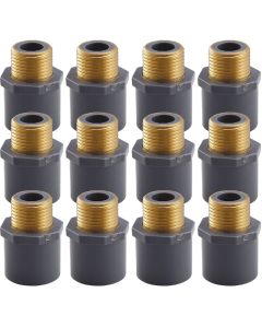 12-Pack 3/4" SCH-80 PVC Male Adapters w/Brass Threaded-Fittings ASTM D2467/D2464 NPT/MPT 3/4" PVC-to-Brass Connectors
