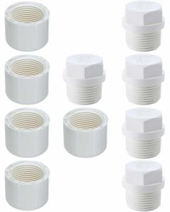 10-Pack 1/2 in. SCH-40 Male Threaded Plugs+ Female Caps Set
