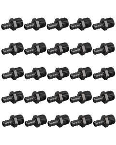 25-PK 1/2" PEX Crimp x 1/2" Male NPT Adapters Plastic PPSU Poly Alloy Lead-Free PEX-B Fittings ASTM F2159 NSF