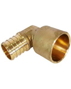 1 in. PEX-B Crimp x 90-Degree Female Sweat Copper Elbow Adapter NSF Lead Free DZR Brass F1807 PEX Fitting