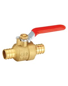 1 in. PEX-B Brass Full Port F1807 400# Ball Valve (ASTM Lead Free Brass F1807 Crimp Fitting) RED