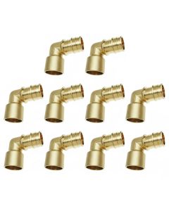 10-PK 1 in. PEX-A Expansion x Female Copper Sweat Elbows ASTM F1960 NSF Lead Free Brass PEX Cold Expansion Fittings