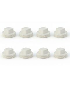 8-PK 2 in. PVC Schedule-40 DWV Male-Threaded Cleanout Plugs for Drain, Waste and Vent Pipe Fittings ASTM D2655 NSF