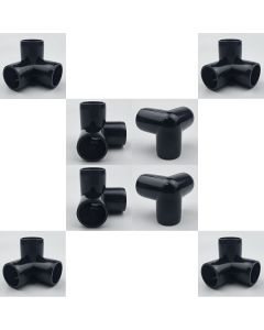 8-Pack 1/2 in. 3-Way Black PVC Elbow Fittings ASTM SCH40 Furniture-Grade Corner Connectors
