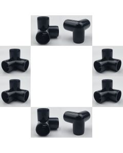 8-PK 3/4 in. 3-Way Black PVC Elbows ASTM SCH40 Furniture-Grade Corner Fittings