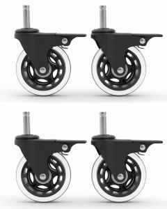 Set of 4 PVC Caster Wheels w/Brake 7/16" Diameter Long Stem Version