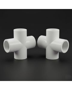 2-Pack 3/4" PVC Cross 4-Way Plumbing-Grade NSF Fittings ASTM D2466