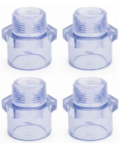 4-PK 3/4 in. Clear PVC SCH-80 Male Adapter Fittings Transparent Color ANSI, ASTM D2467 Special for Aquarium/Reef Tank Setup