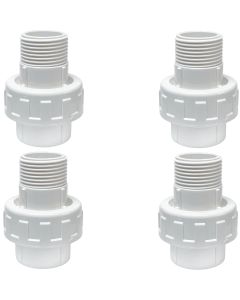 4-Pk 3/4 in. Sch-40 PVC Male Unions w/ O-Ring Slip/Socket Pipe Fittings ASTM D2466 F1970 FS USA