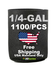 Wholesale 1/4-Gallon 1100/Case Basic Aeration Fabric Pots/Plant Grow Bags (Black Color, 200GSM, 5H x 4D) 1100Pcs