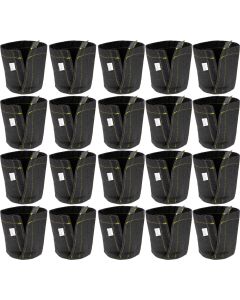 247Garden 1/4-Gallon Mini Transplanter Grow Bags w/Velcro Closure & Short Green Handles (Black 5H x 4D) 20-Pack