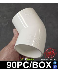 90pcs/Box 2 in. Schedule-40 PVC 45-Degree Elbow Pipe Fitting NSF SCH40 ASTM D2466 2"