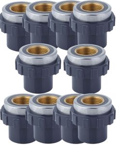 10-Pack 1/2 in. SCH-80 PVC Female Adapters w/Brass Threaded-Fitting ASTM D2467/D2464 FNPT 1/2" PVC-to-Brass Connectors