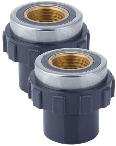 2-Pack 1/2 in. SCH-80 PVC Female Adapters w/Brass Threaded-Fitting ASTM D2467/D2464 FNPT 1/2" PVC-to-Brass Connectors