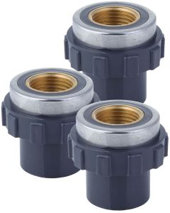 3-Pack 1/2 in. SCH-80 PVC Female Adapters w/Brass Threaded-Fitting ASTM D2467/D2464 FNPT 1/2" PVC-to-Brass Connectors