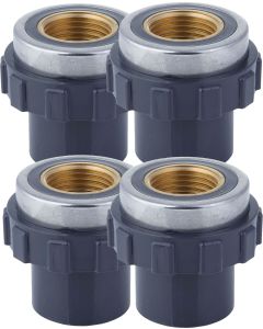 4-Pack 1/2 in. SCH-80 PVC Female Adapters w/Brass Threaded-Fitting ASTM D2467/D2464 FNPT 1/2" PVC-to-Brass Connectors