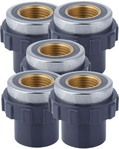 5-Pack 1/2 in. SCH-80 PVC Female Adapters w/Brass Threaded-Fitting ASTM D2467/D2464 FNPT 1/2" PVC-to-Brass Connectors