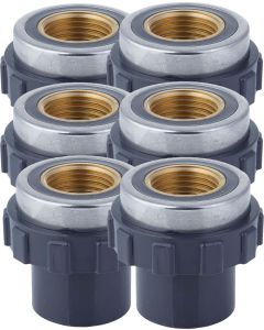 6-Pack 1/2 in. SCH-80 PVC Female Adapters w/Brass Threaded-Fitting ASTM D2467/D2464 FNPT 1/2" PVC-to-Brass Connectors