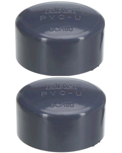 2-Pk 2 in. Schedule-80 PVC End Caps/Plugs Slip/Socket High Pressure Pipe Fittings NSF ASTM D2467