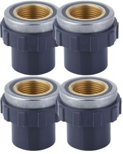 4-Pack 1 in. SCH-80 PVC Female Adapters w/Brass Threaded-Fitting ASTM D2467/D2464 FNPT 1" PVC-to-Brass Connectors