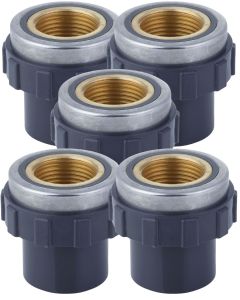 5-Pack 1 in. SCH-80 PVC Female Adapter w/Brass Threaded-Fitting ASTM D2467/D2464 FNPT 1" PVC-to-Brass Connector