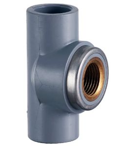 1-1/4 in. PVC SCH-80 Female Threaded Tee w/Brass Thread Connection NSF ASTM D2467