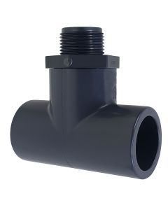 3/4" PVC SCH-80 Male-Threaded MNPT Tee Adapter Socket x Socket x Male NPT 2-Piece Modular Pipe Fitting Kit