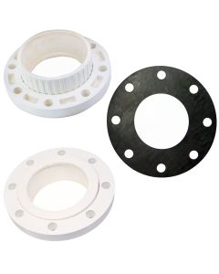 4 in. PVC SCH-80 Van Stone Flanges (Set of 2) + EPDM Flange Gasket Combo ANSI+ASTM D2467 Socket-Type for High Pressure Pipe Fittings