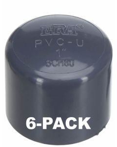 6-Pack 1 in. Schedule 80 PVC End Caps Slip/Socket Pipe Fittings NSF ASTM D2467