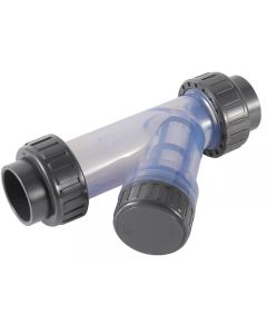 2 in. PVC SCH-80 True Union Y-Strainer/Filter Clear w/ Heavy-Duty Gray Socket Fittings + Transparent Body ASTM D2467 + 1pc Extra 20-Micron Screen