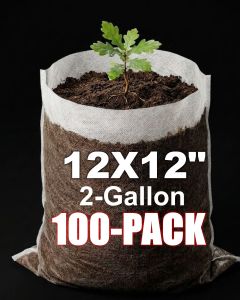 247Garden 100-Pack 12x12" 2-Gallon Aeration Seedling Pots/Nursery Fabric Plant Grow Bags (40GSM Non-Woven Eco-Friendly Fabric) 8D x 10H