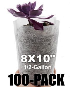 247Garden 100-Pack 8X10" Aeration Seedling Pot/Nursery Fabric Plant Grow Bag/Cover/Filter (40GSM Non-Woven BPA-Free 4.5D x 8H 1/2-Gallon) w/ Free USA Shipping