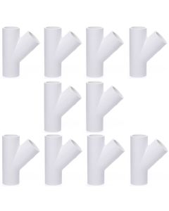 10-Pack 1/2 in. Schedule 40 PVC Skew Tee Y-Fittings 3-Way 45-Degree Lateral Tee Pipe Socket NSF SCH40 ASTM D2466