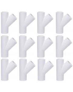 12-Pack 3/4 in. SCH-40 PVC Skew Tees Y-Fittings 3-Way 45-Degree Lateral Tees Pipe Socket NSF ASTM D2466