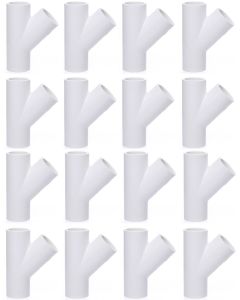 16-Pack 3/4 in. SCH-40 PVC Skew Tees Y-Fittings 3-Way 45-Degree Lateral Tees Pipe Socket NSF ASTM D2466
