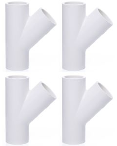 4-Pack 3/4 in. SCH-40 PVC Skew Tees Y-Fittings 3-Way 45-Degree Lateral Tees Pipe Socket NSF ASTM D2466