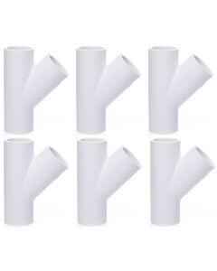 6-Pack 3/4 in. SCH-40 PVC Skew Tees Y-Fittings 3-Way 45-Degree Lateral Tees Pipe Socket NSF ASTM D2466