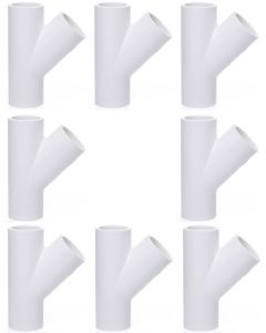 8-Pack 3/4 in. SCH-40 PVC Skew Tees Y-Fittings 3-Way 45-Degree Lateral Tees Pipe Socket NSF ASTM D2466