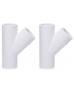 2-Pack 1/2 in. Schedule 40 PVC Skew Tee Y-Fittings 3-Way 45-Degree Lateral Tee Pipe Socket NSF SCH40 ASTM D2466