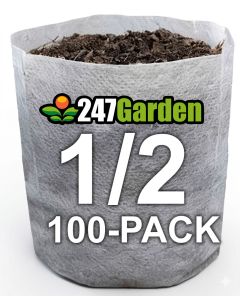 100-Pack 1/2-Gallon OG Starter Plant Grow Bags White 40GSM Aeration Fabric Pots BPA-Free 5H x 6D