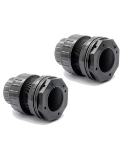 2-Pack 1/2 in. PVC Schedule-80 Union Bulkhead Water Tank Adapters w/ EPDM Gasket, Gray, Socket x Socket ASTM D2467/F1970