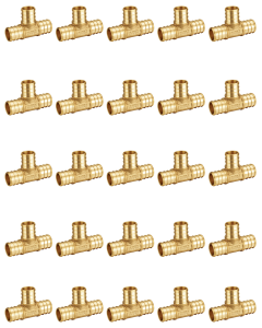 25-Pack 1/2" PEX Tee, 1/2 Inch Pex T Fittings, No Lead Brass F1807, PEX-B Crimp Fittings For Pex Pipe
