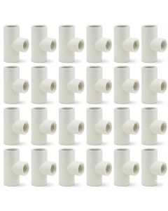 24-Pack 3/4 in. SCH-40 PVC Tee FIP x FIP x FIP (All Side Female Threaded Tee Fittings) ASTM D2466 NSF