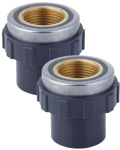 2-Pack 3/4 in. SCH-80 PVC Female Adapter w/Brass Threaded-Fitting ASTM D2467/D2464 FNPT 3/4" PVC-to-Brass Connector