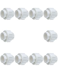 10-Pk 1/2 in. PVC SCH-40 Unions Threaded-Type w/ EPDM O-Ring FIPT x FIPT Pipe Fittings ASTM D2466/F1970